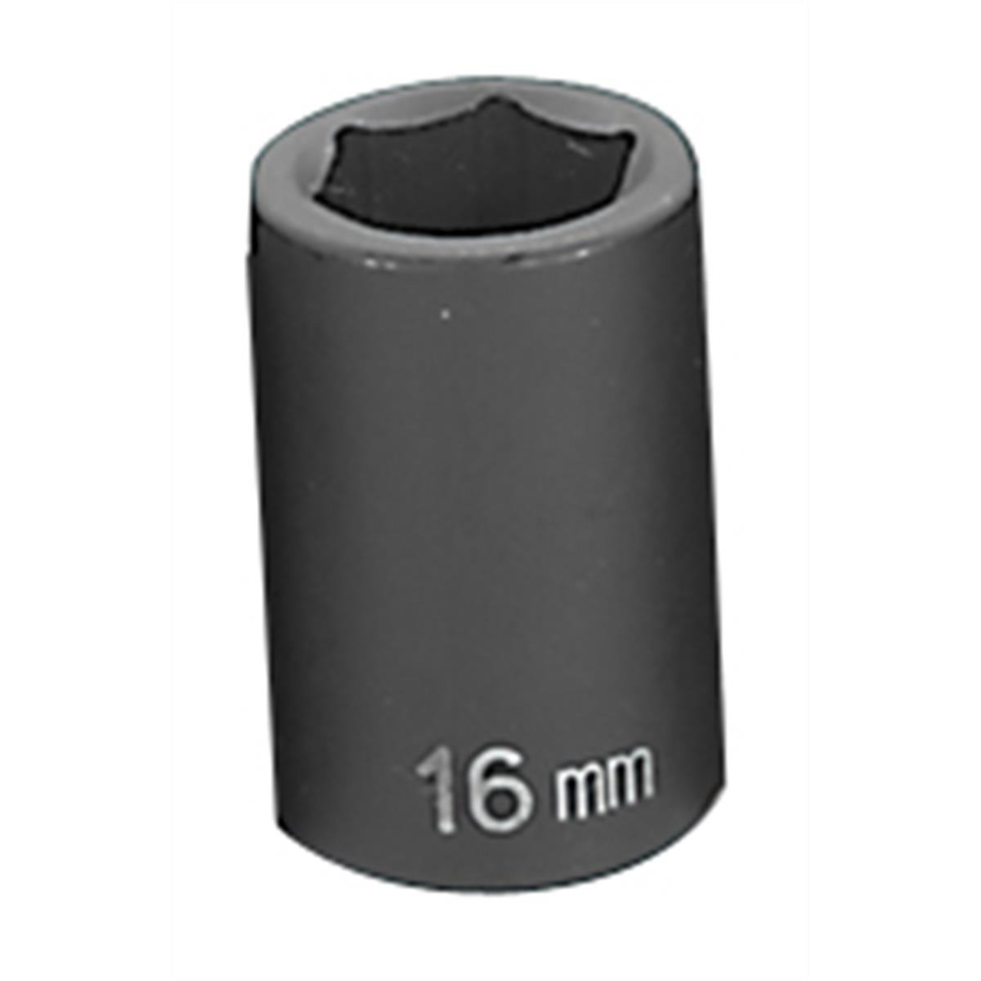 Grey Pneumatic Impact Socket — 16mm, 1/2in. Drive, 6-Point, Chrome-Molybdenum, Model# GRE2016M